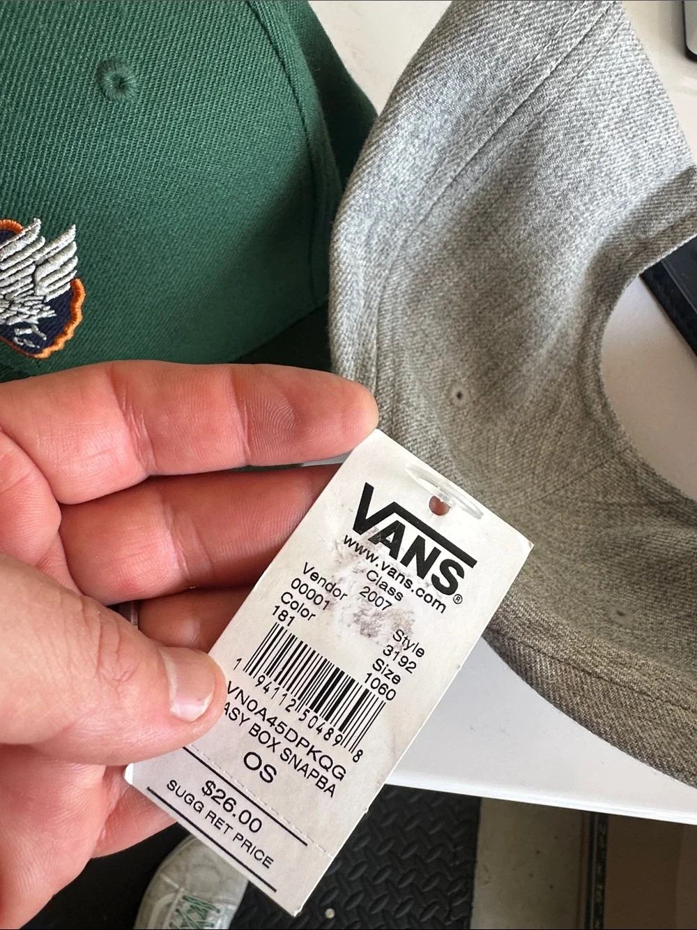 Brixton and Vans Two-Tone Gray & Navy Snapback with Green Logo Cap